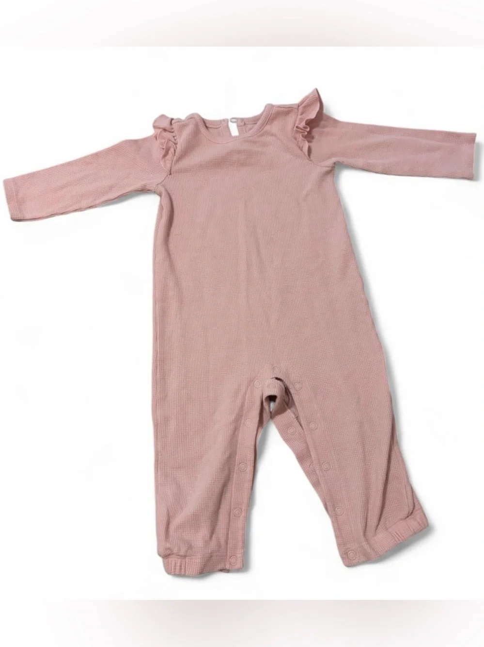 Carter's Long Sleeve Pink Ruffle Shoulder One-Piece